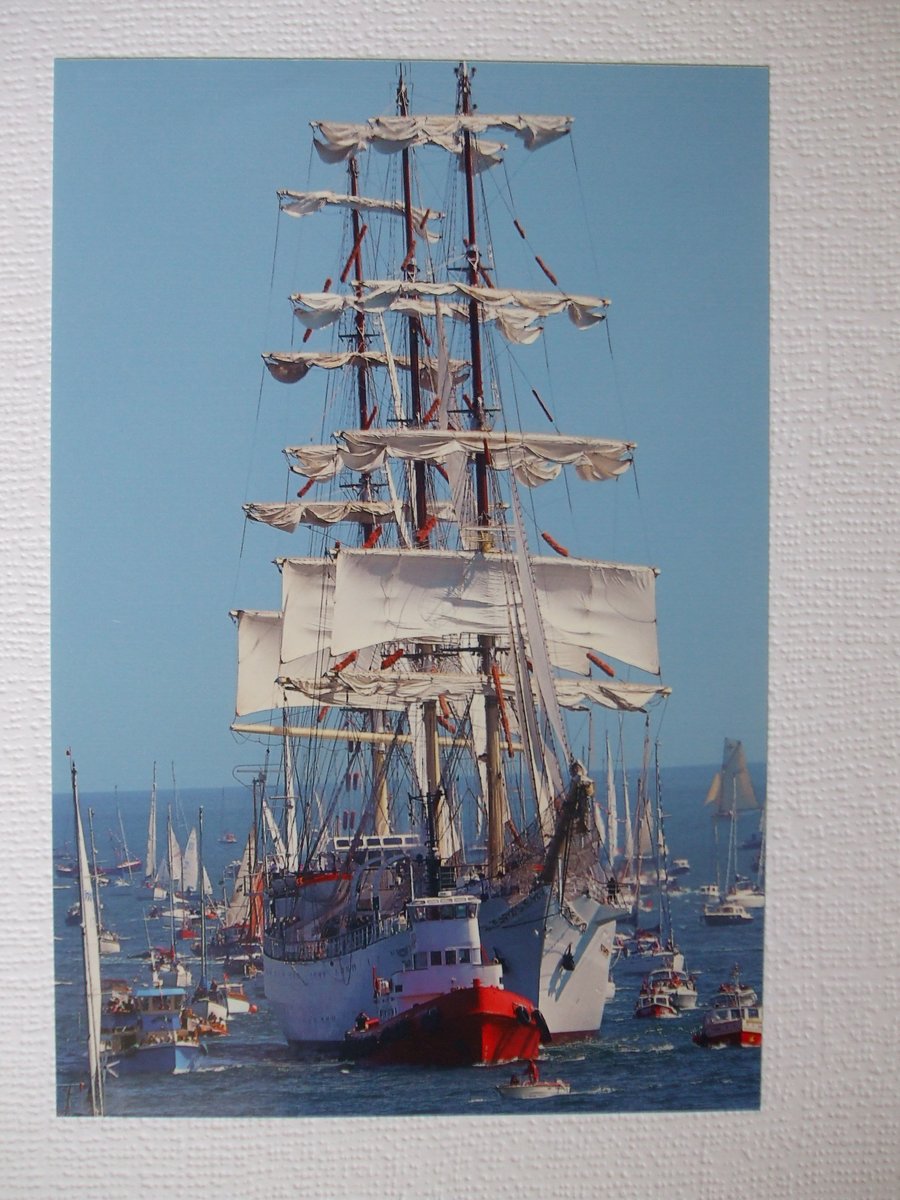 Photographic greetings card of Tall Ship " Dar Mlodziezy".