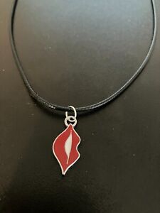 luscious red lips charm pendant on a 18" leather cord necklace
