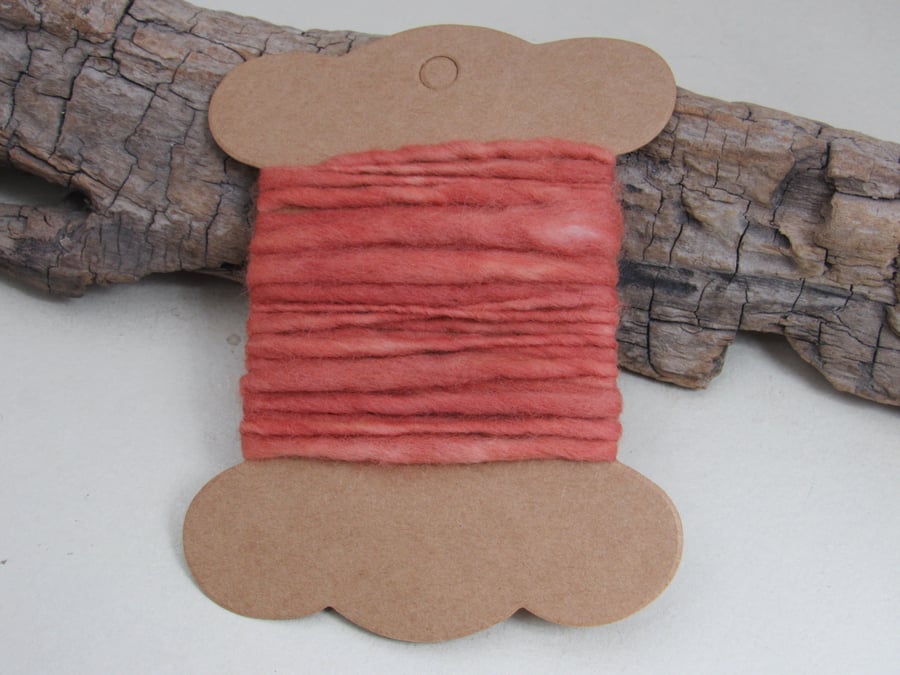 2.5m Hand Dyed Natural Madder Dye Handspun Corriedale Yarn