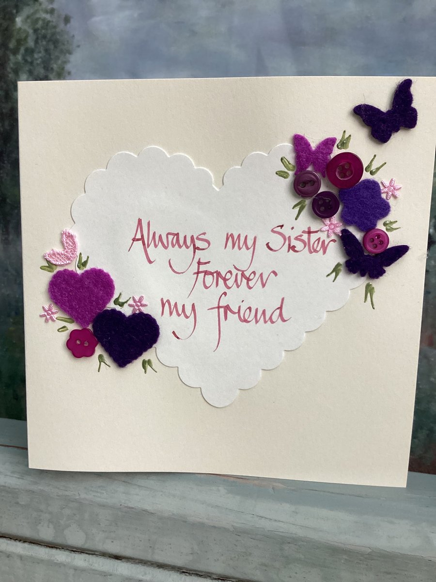 Handmade birthday card.Sister card.Birthday card.Friendship card.