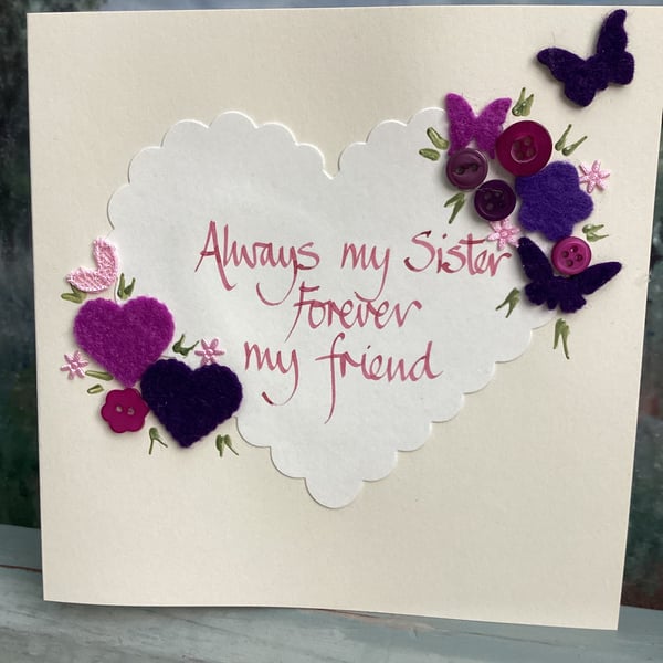Handmade birthday card.Sister card.Birthday card.Friendship card.