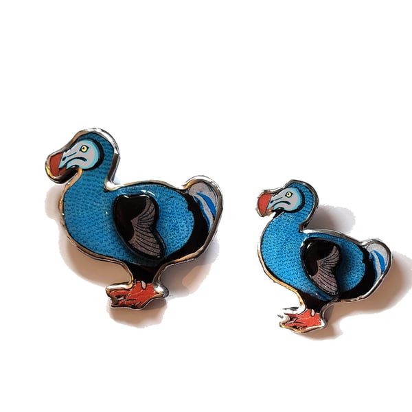 Whimsical Quirky Blue Dodo Bird Brooch  choose your size By EllyMental