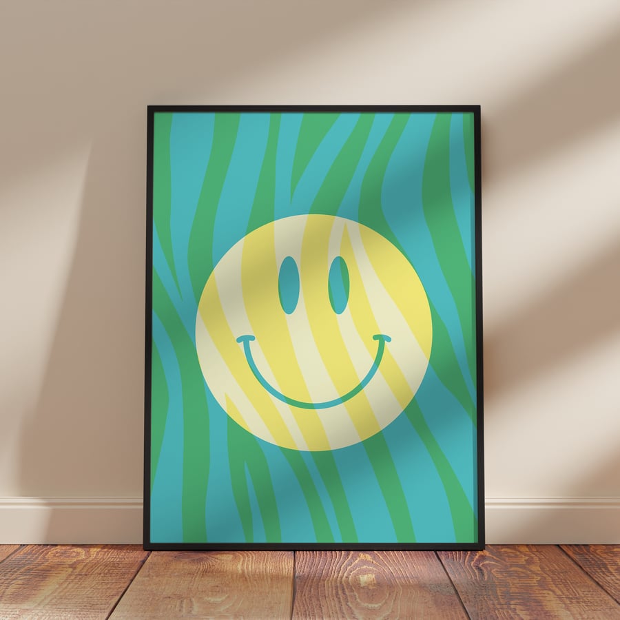 Colourful Smiley Face Wall Print