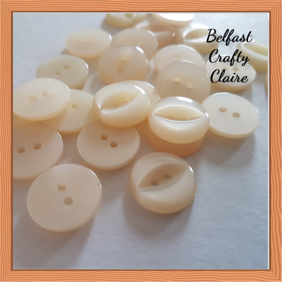 Fish Eye Style - Resin Buttons - CREAM - 4 Sizes Available