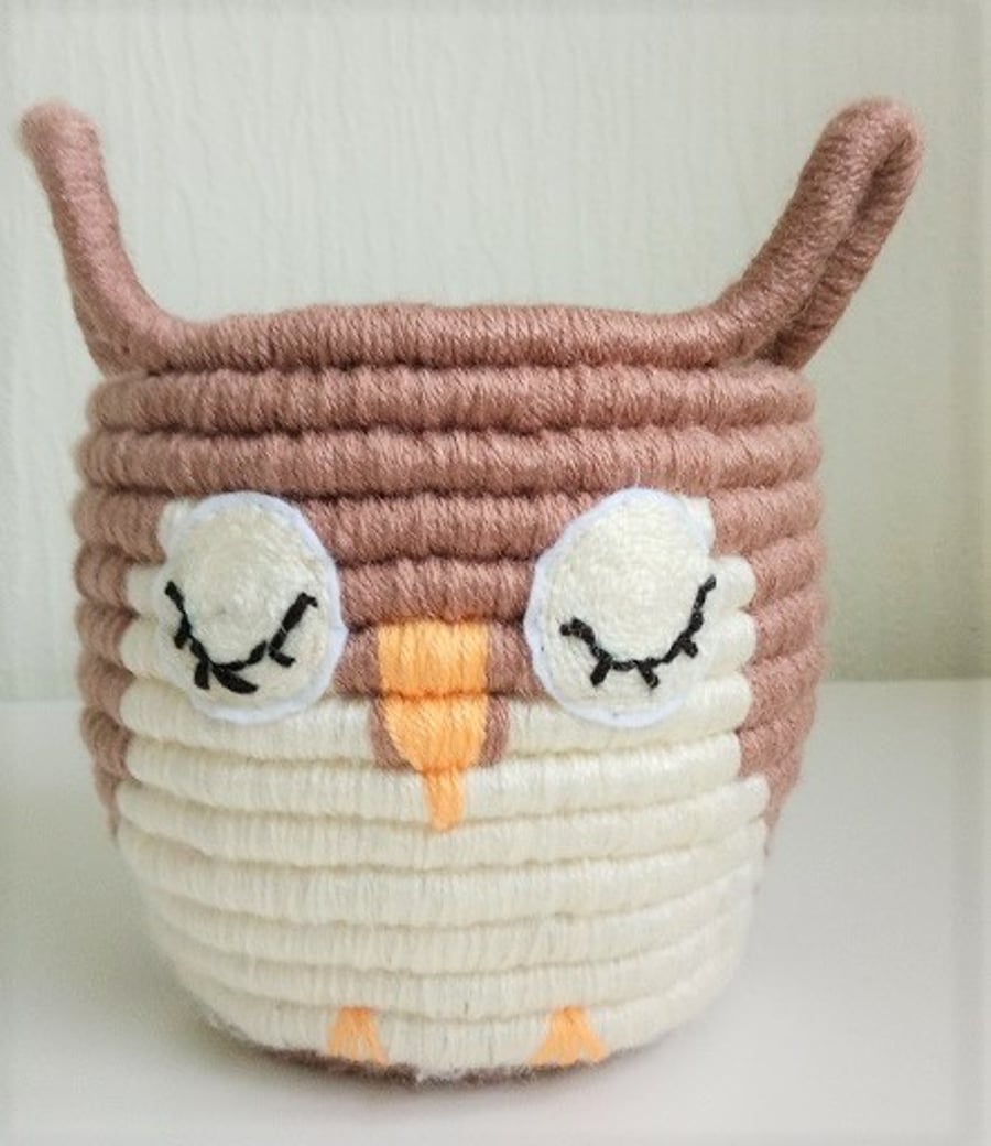 Owl Rope Coiled Storage Basket