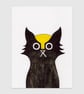 Cat Superhero Art Print, Cat Art, Superhero Cat, Kids Bedroom, Yellow and Black - Image 2
