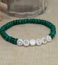 "grow" green howlite stretch  affirmation bracelet  - Image 1