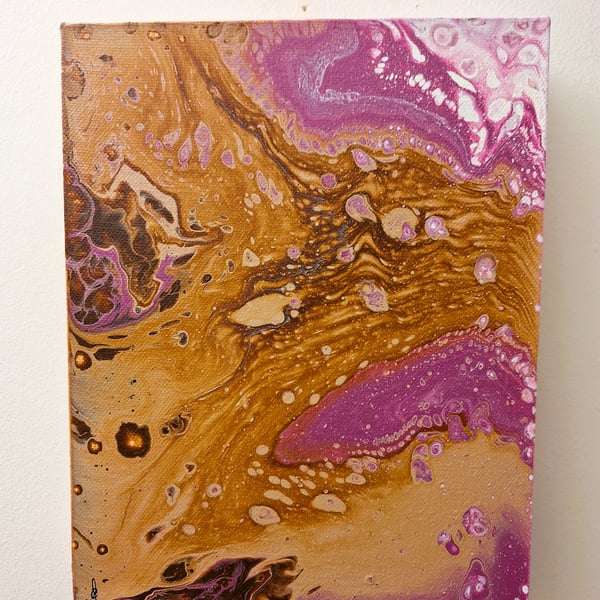 Original Fluid Pour Painting – Modern Art – Small Painting - "Lilac Tree" 