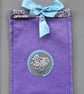 Hand Embroidered Lilac Button Felt Bag