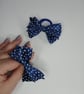 Pair of Satin Bow Hair Bands – Dark Blue with White Polka Dots, Stylish Idea - Image 4