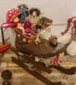 Heirloom Edwardian boot with little hedgehogs mixed media textile art