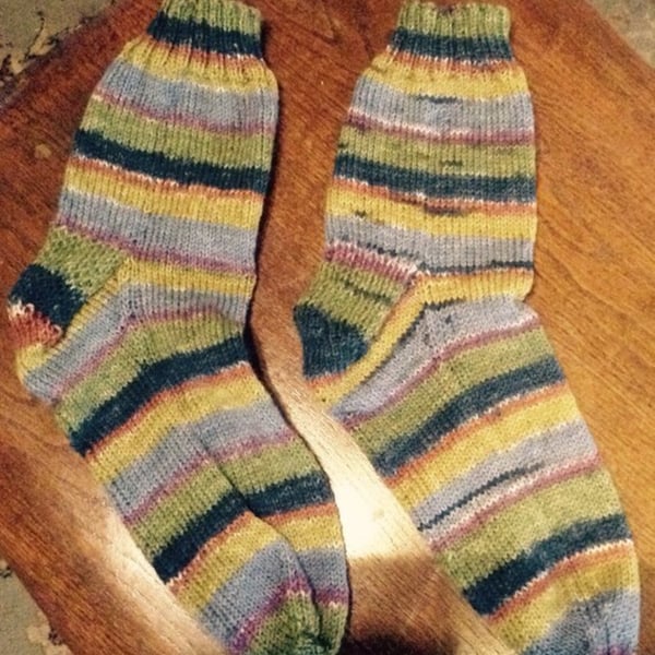 Hand Knit Socks Multicoloured uk size 10