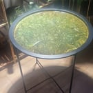 Resin topped tray taable