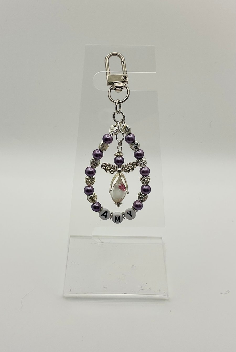 Unique Personalised Keepsake Bag Charm Keyring Guardian Angel 