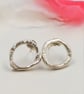 Organic Sterling Silver Molten Stud Earrings - Minimalist Everyday Jewellery - Image 1