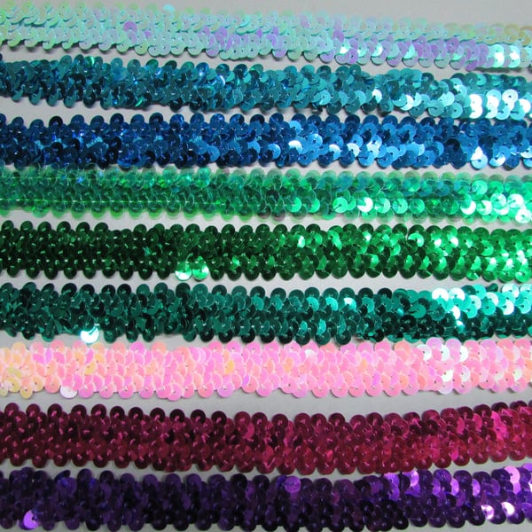 Elasticated Stretch Sequin 2cm Braid Trim Sold By The Metre