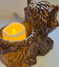 Baby highland cow candle holder . Gold glitter and dark brown  - Image 4