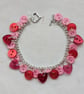 Pink and red button bracelet with heart toggle clasp  - Image 2