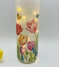 Decoupage bottle light with tulips, summer flowers, floral design - Image 4