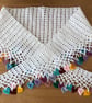 Large Crochet White Wrap Shawl With Multi Coloured Crochet Hearts (R835) - Image 1