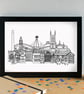 Bolton Landmarks Skyline Art Print - Image 2