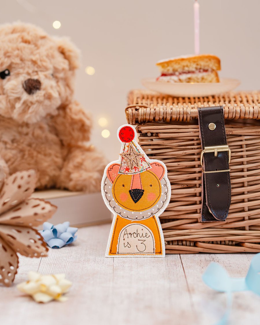 Lion Personalised Birthday Badge