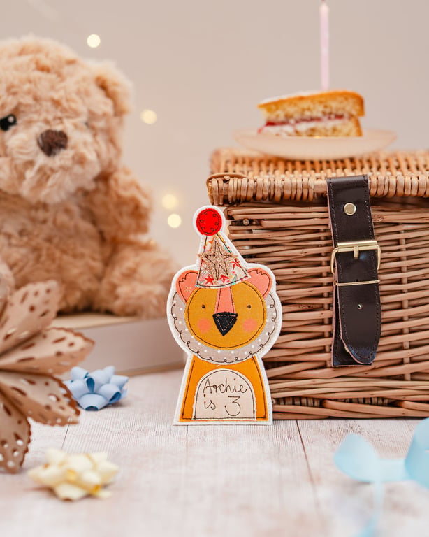 Lion Personalised Birthday Badge