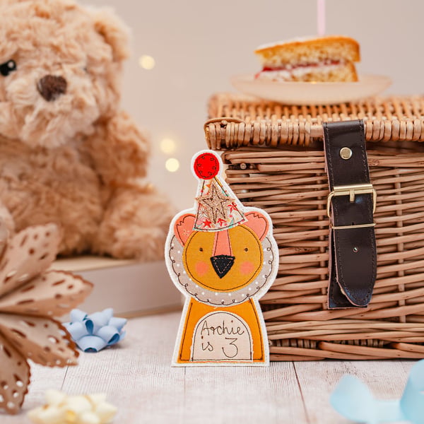 Lion Personalised Birthday Badge