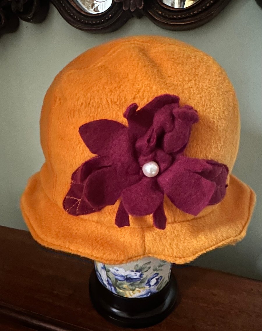 Yellow Fleece Cloche Hat