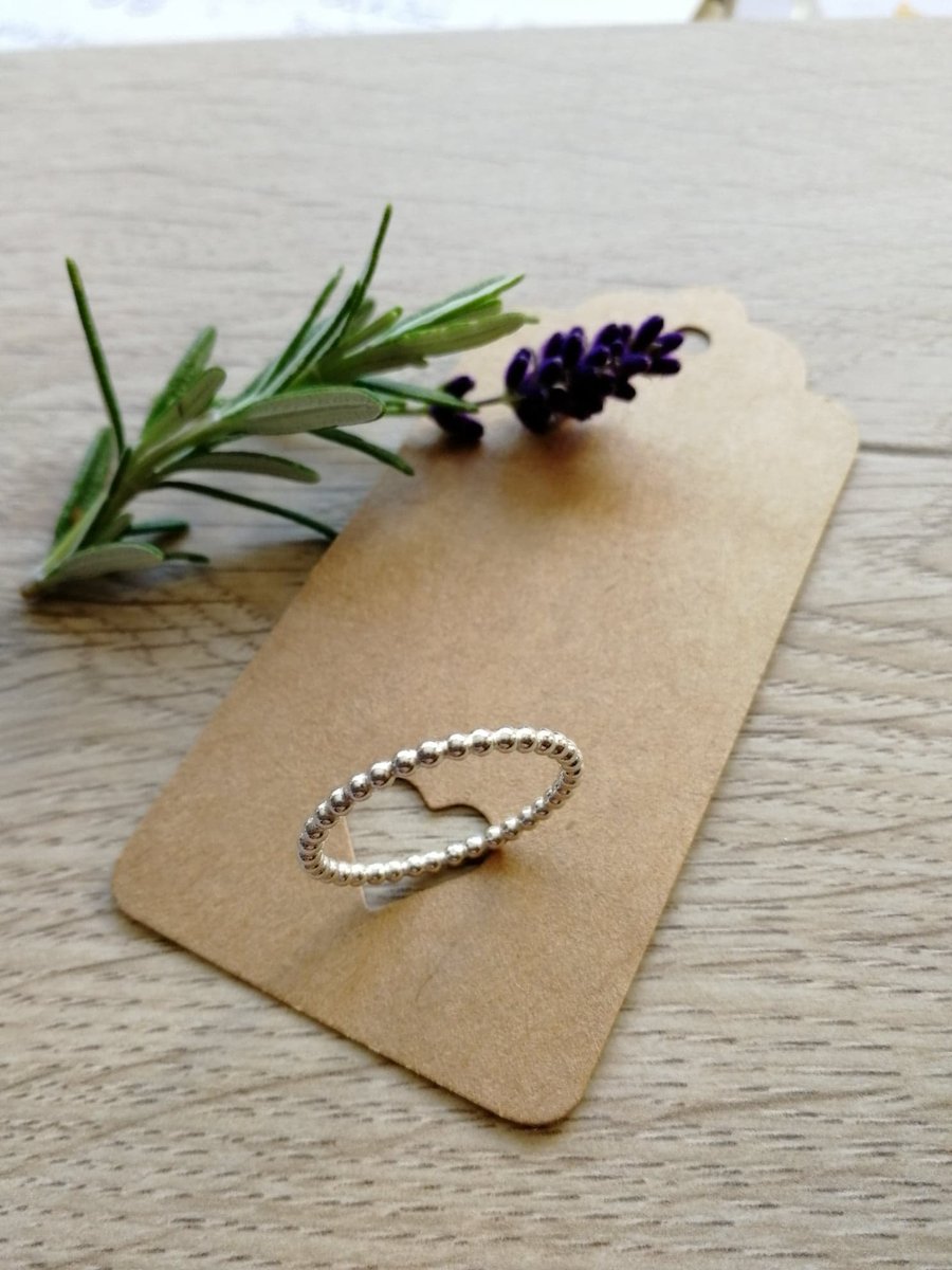 Silver beaded stacking rings