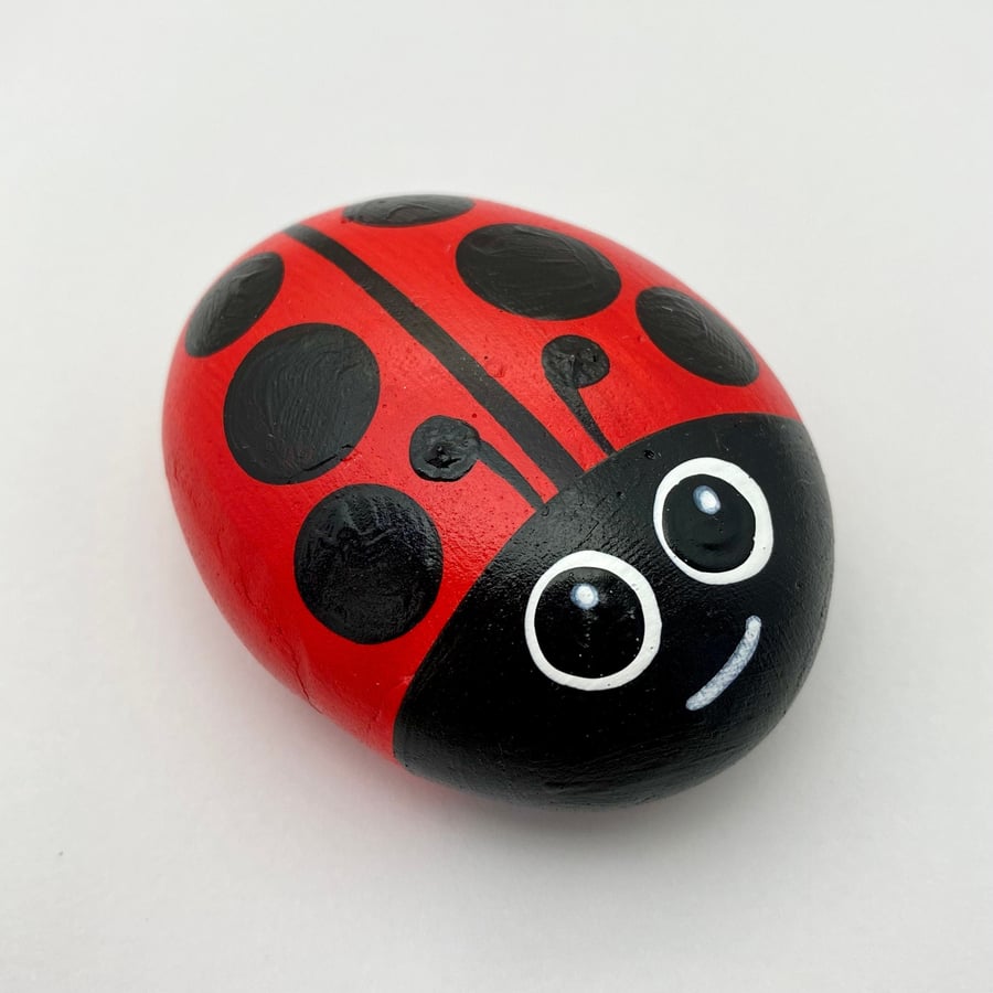 Personalised LadyBug Pebble, hand painted ceramic stone