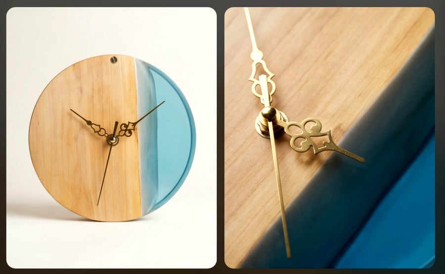 Unique wood and resin clock 