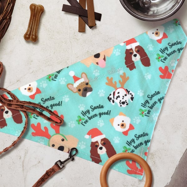 Pet bandana, Christmas pet bandana, Xmas gift for dog, Santa Paws, Festive pets