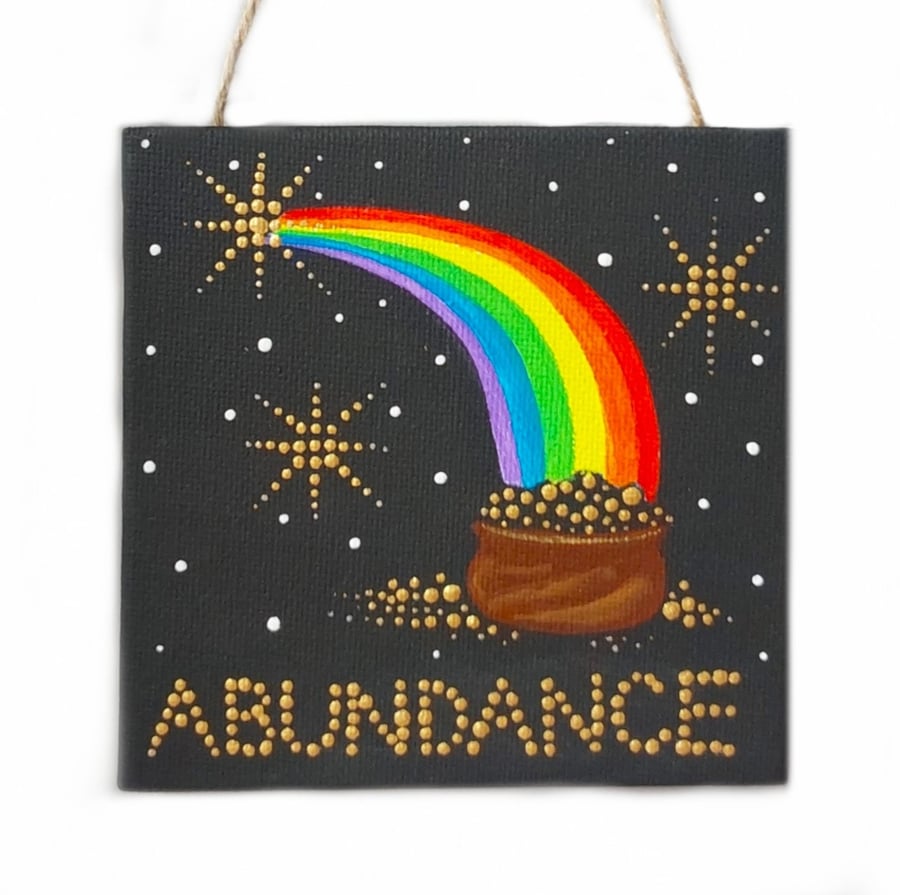 Rainbow Mini Acrylic Painting on Canvas Board Ready To Hang 10 cm x 10 cm