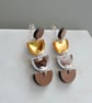 Statement earrings in walnut wood with silver and gold mirror acrylic - Image 1