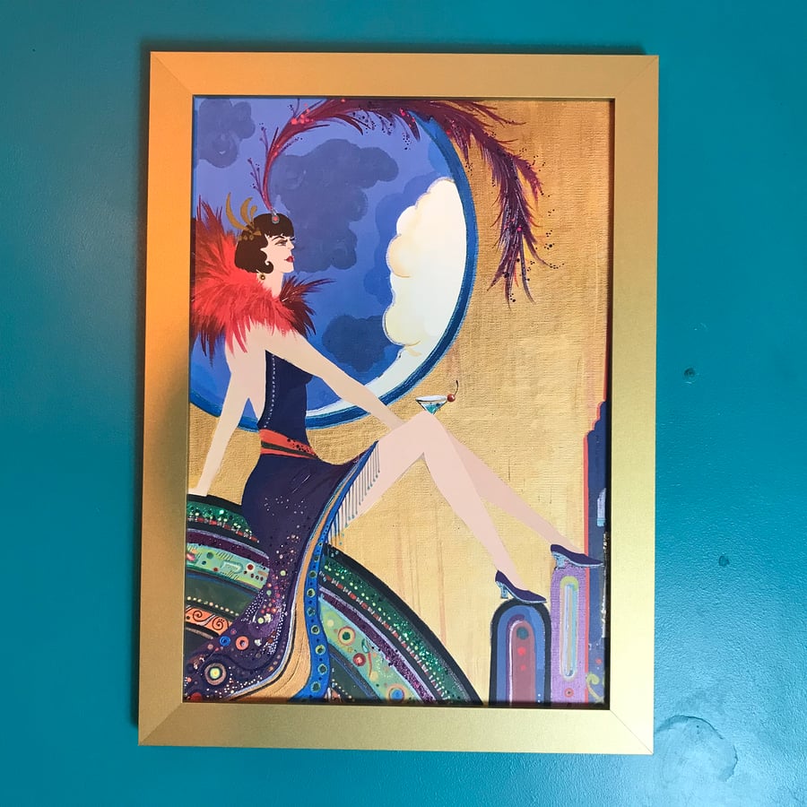 Art deco original framed print Folksy