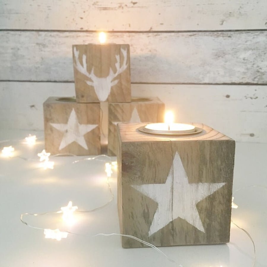 Rustic tea light cube