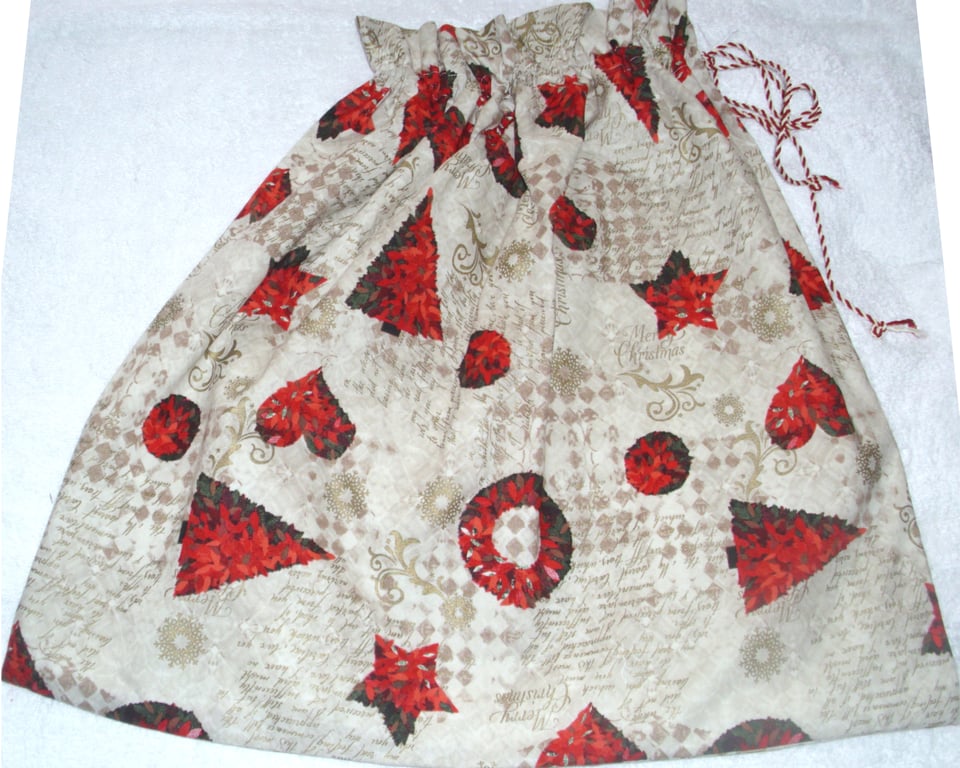 Christmas trees, stars and hearts Santa Sack