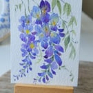 original watercolour ACEO, wisteria flowers, mini artwork