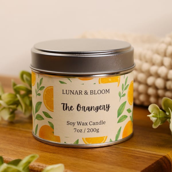 The Orangery Soy Candle, Fresh Orange Citrus Scent, 200g