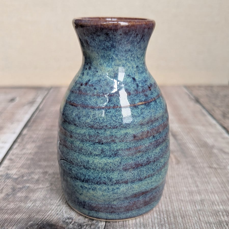Perfectly imperfect Small blue purple ceramic vase