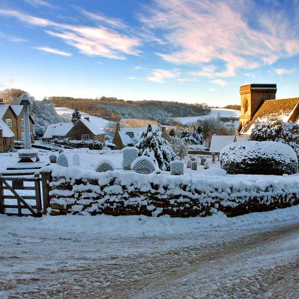 Snowshill Village Winter Landscape Cotswolds Photograph Print