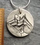Handmade Ceramic Hare pendant in black white and grey - Image 2