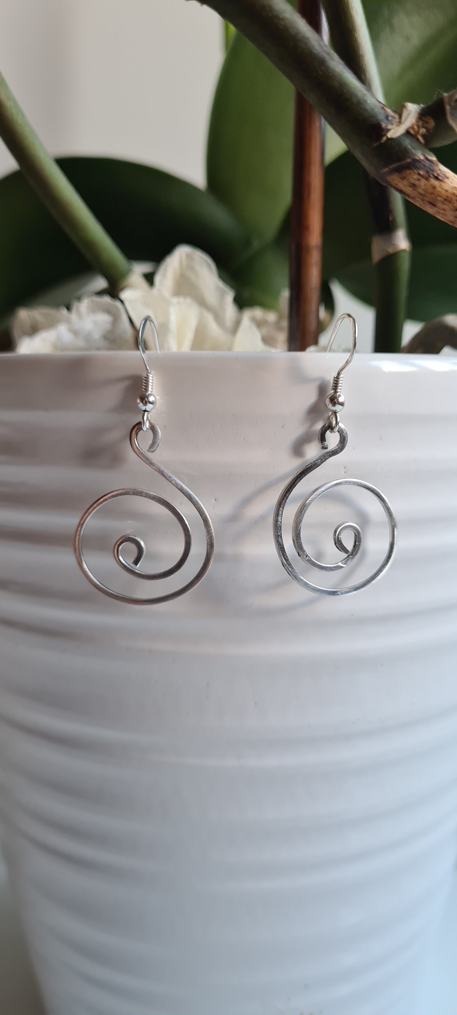 925 Silver Swirl Hoop Dangle Earrings Gift Handmade Jewellery Jewelry Jewelery
