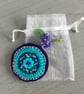 Hand Embroidered Turquoise Blue Brooch - Image 4