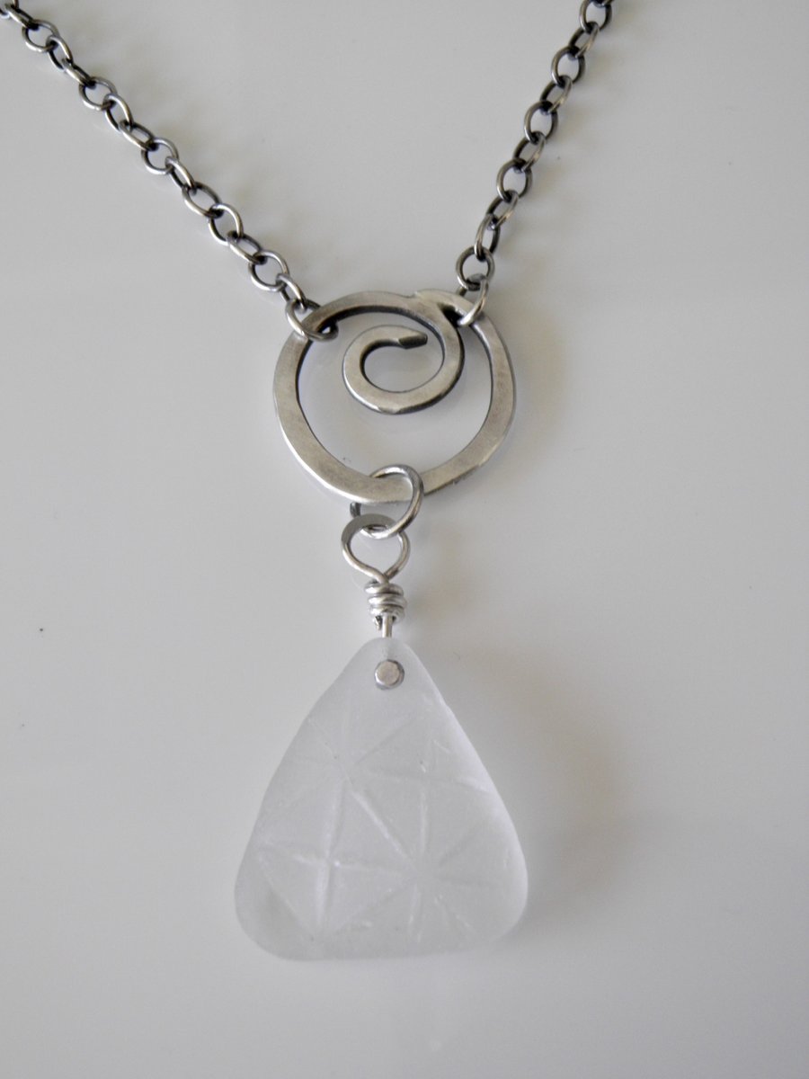 Sea Glass Necklace Handcrafted with Sterling Silver