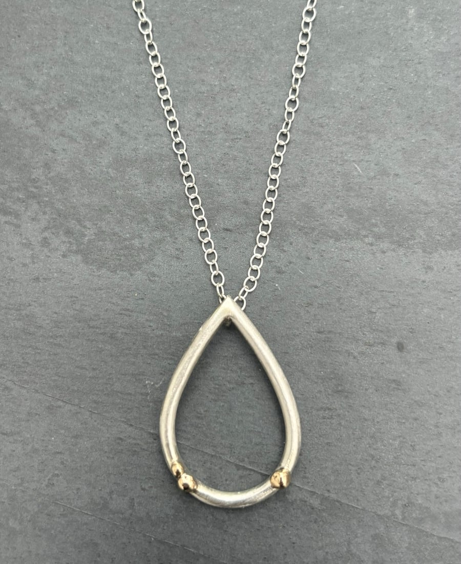 Tear Drop Pendant, gift for her, gold bubbles pendant, gift for wife, bubbles, 