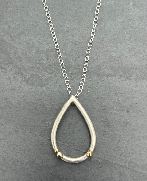 Tear Drop Pendant, gift for her, gold bubbles pendant, gift for wife, bubbles, 