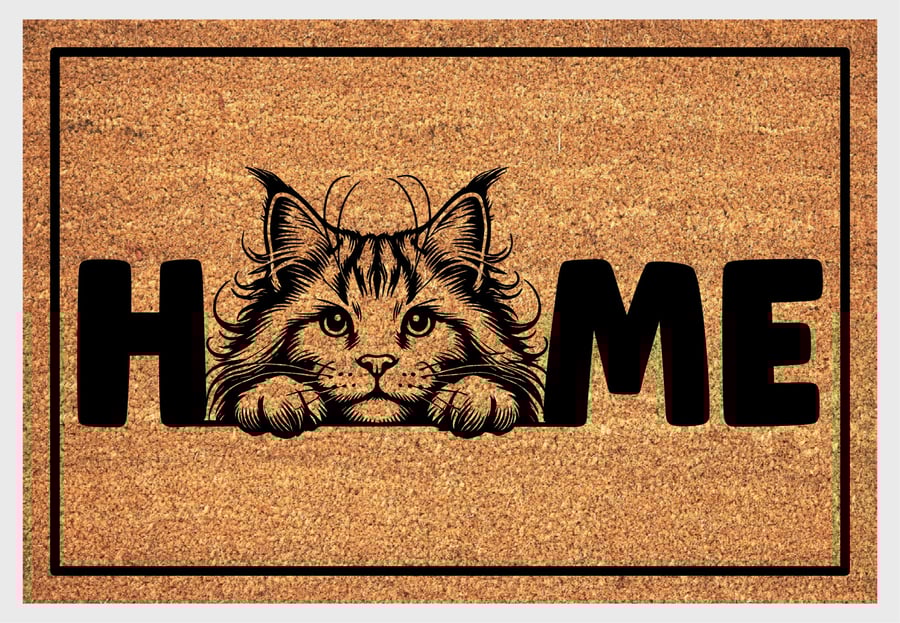 Maine Coon Cat Home Door Mat No.6 - Maine Coon Cat Welcome Mat - 3 Sizes