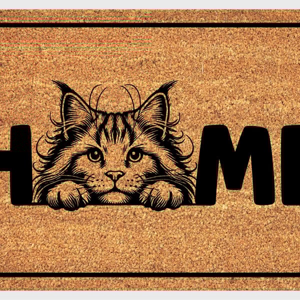 Maine Coon Cat Home Door Mat No.6 - Maine Coon Cat Welcome Mat - 3 Sizes
